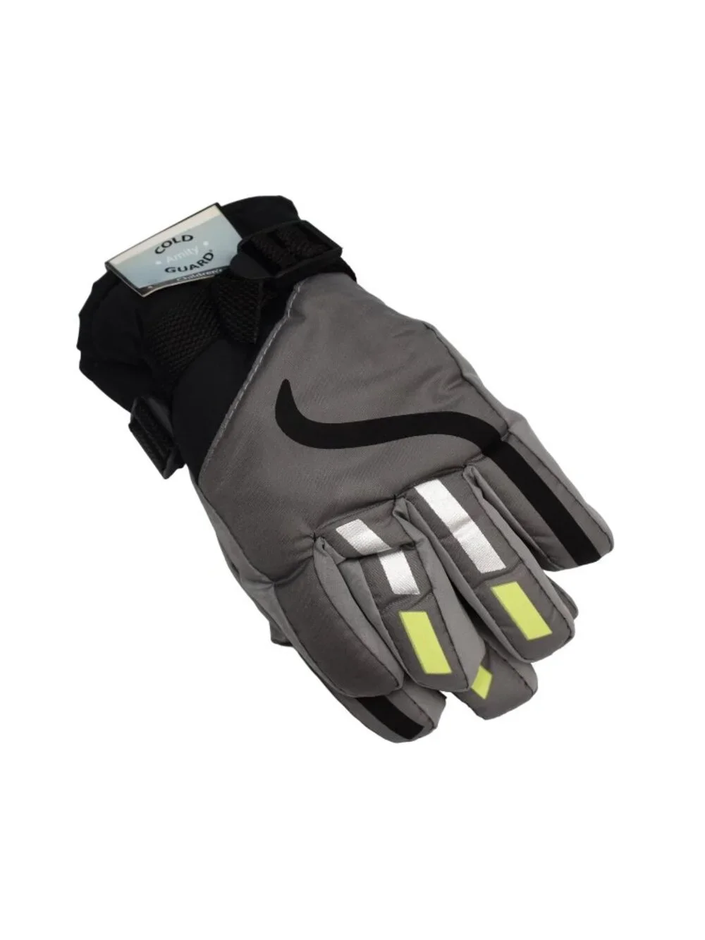 Amity Kids Cold Guard Winter Gloves Gray Reflective Striped Boys Girls One Size